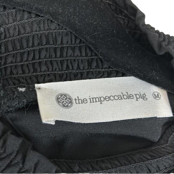 The Impeccable Pig Black mockneck blouse with bell sleeves women’s size medium - Picture 6 of 7